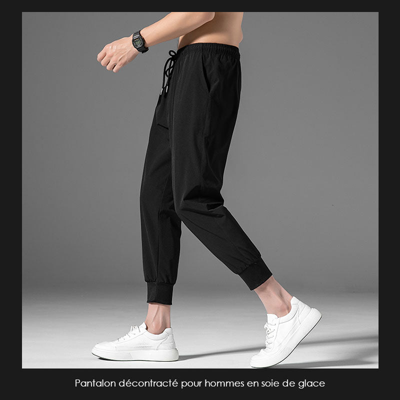 Pantalon d'homme décontracté en soie de glace (essentiels pour l'été)-6