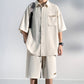 Ensemble 2 pièces chemise et short à manches courtes en soie Cool Ice pour hommes